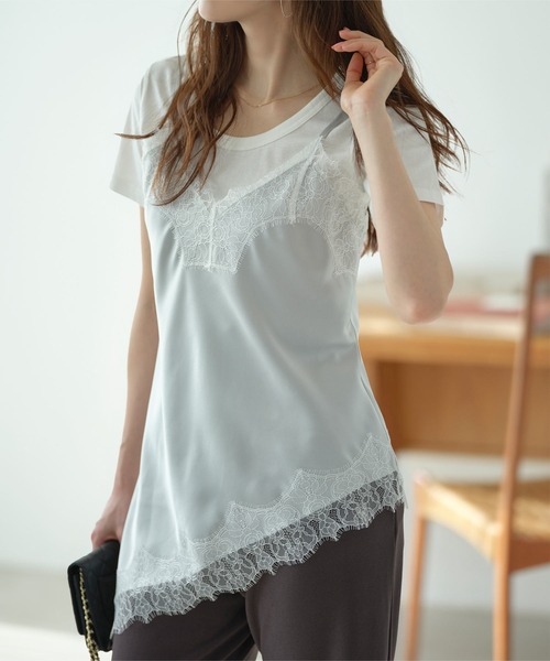 KOBE LETTUCE（コウベレタス）の「サテンレースキャミトップス（キャミソール・レディース・ミント/ライトベージュ/ブラック・M）」の18枚目の写真