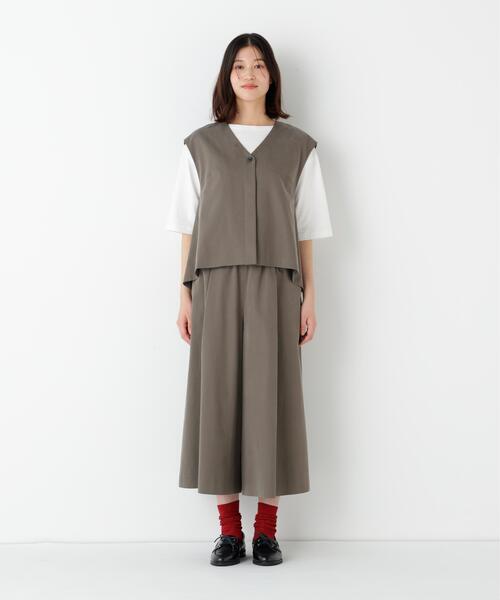 human woman(ヒューマンウーマン)の「◆【ウォッシャブル/セットアップ可】セルロースコットンサテンセットアップ(Tシャツ/カットソー・レディース・ネイビー/ブラウン系その他・MEDIUM)」の7枚目の写真