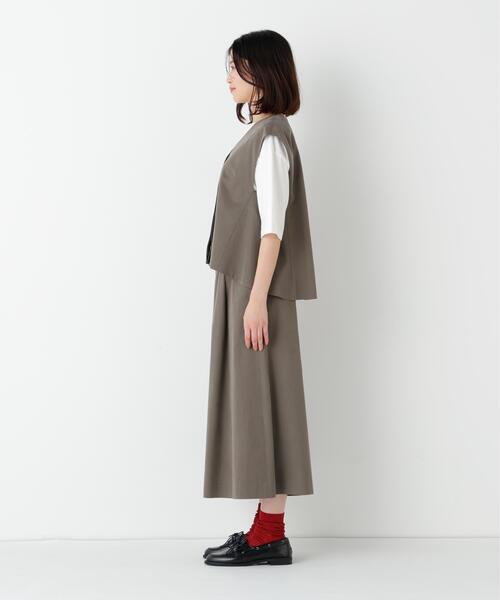 human woman(ヒューマンウーマン)の「◆【ウォッシャブル/セットアップ可】セルロースコットンサテンセットアップ(Tシャツ/カットソー・レディース・ネイビー/ブラウン系その他・MEDIUM)」の8枚目の写真