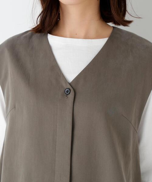 human woman(ヒューマンウーマン)の「◆【ウォッシャブル/セットアップ可】セルロースコットンサテンセットアップ(Tシャツ/カットソー・レディース・ネイビー/ブラウン系その他・MEDIUM)」の12枚目の写真