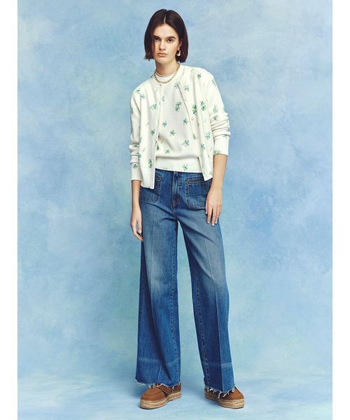 Mila Owen（ミラオーウェン）の「玉縁ポケットセミフレアデニムパンツ（デニムパンツ・レディース・ライトブルー/インディゴブルー/ベージュ・00/2/1/0）」の4枚目の写真