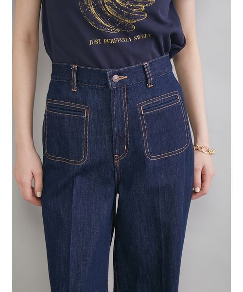 Mila Owen（ミラオーウェン）の「玉縁ポケットセミフレアデニムパンツ（デニムパンツ・レディース・ライトブルー/インディゴブルー/ベージュ・00/2/1/0）」の9枚目の写真