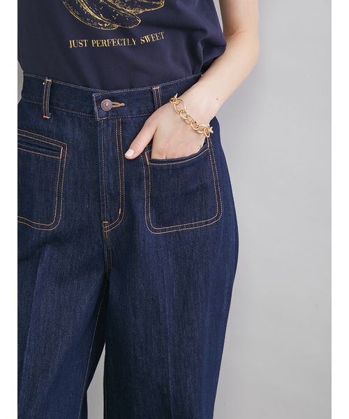 Mila Owen（ミラオーウェン）の「玉縁ポケットセミフレアデニムパンツ（デニムパンツ・レディース・ライトブルー/インディゴブルー/ベージュ・00/2/1/0）」の10枚目の写真
