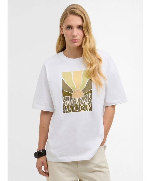 Barbour(バブアー)の「Melody グラフィックTシャツ(レディース)(Tシャツ/カットソー・レディース・ホワイト/ピンク・8/10)」の1枚目の写真
