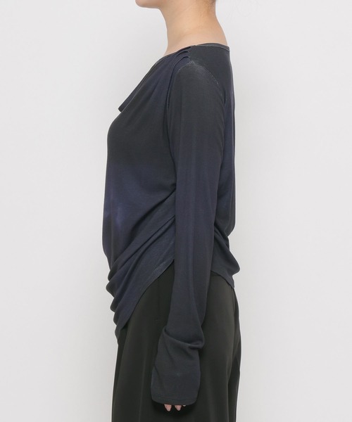 HARE（ハレ）の「ワンショルドレープT(HARE)（Tシャツ/カットソー・レディース・グレー/チェック/パープル・FREE）」の15枚目の写真