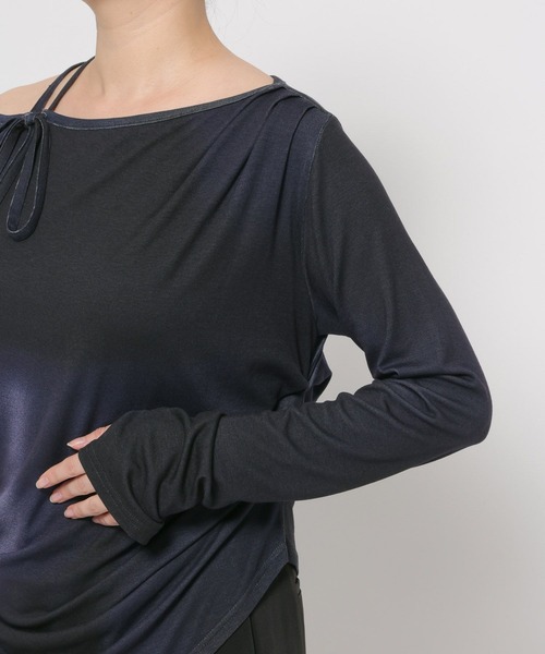 HARE（ハレ）の「ワンショルドレープT(HARE)（Tシャツ/カットソー・レディース・グレー/チェック/パープル・FREE）」の18枚目の写真