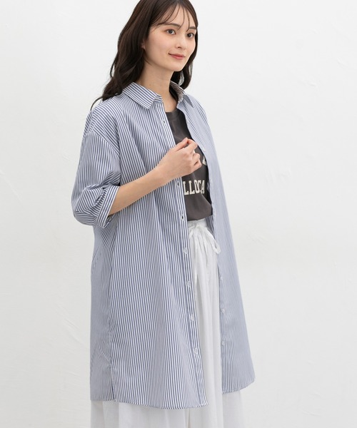 Honeys(ハニーズ)の「6分袖シャツワンピース(ワンピース・レディース・ブルー系その他3/ホワイト×ブラック/グリーン系その他/ネイビー/ホワイト×ネイビー・M/LL/L)」の17枚目の写真