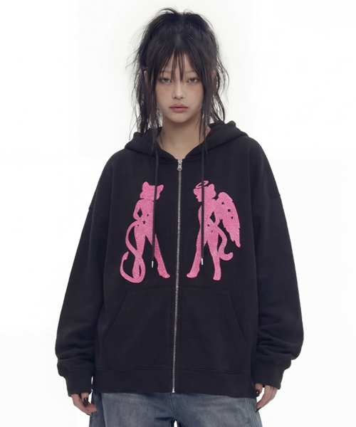 GRAVER（グレーバー）の「[UNISEX]キャットジェル フードジップアップ_BLACK（パーカー・メンズ・ブラック・MEDIUM/LARGE）」の5枚目の写真