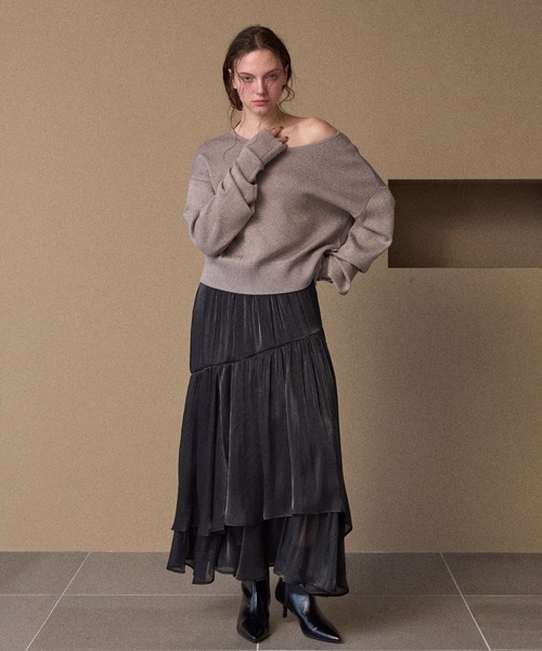 MIELI INVARIANT（ミエリインヴァリアント）の「2way Tuck Glitter Knit Tops（ニット/セーター・レディース・ブラック・FREE）」の20枚目の写真