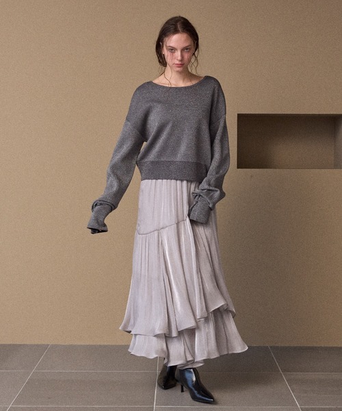 MIELI INVARIANT（ミエリインヴァリアント）の「2way Tuck Glitter Knit Tops（ニット/セーター・レディース・ブラック・FREE）」の13枚目の写真