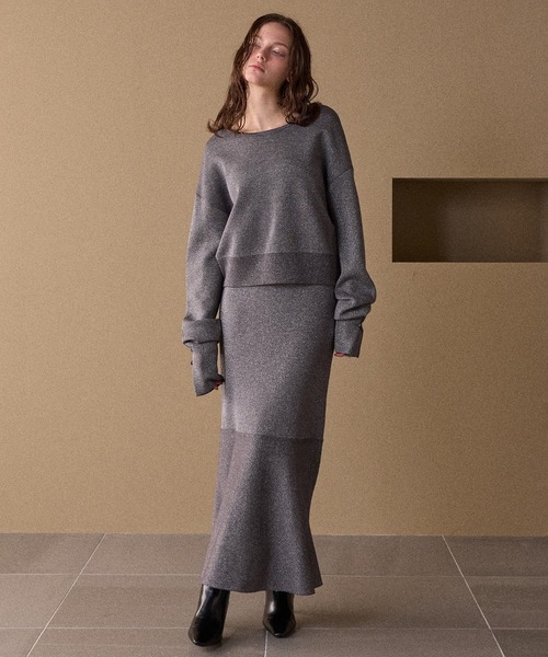 MIELI INVARIANT（ミエリインヴァリアント）の「2way Tuck Glitter Knit Tops（ニット/セーター・レディース・ブラック・FREE）」の10枚目の写真