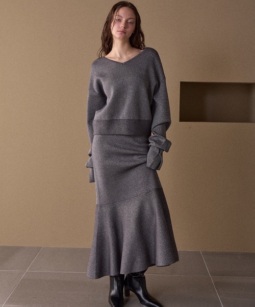 MIELI INVARIANT（ミエリインヴァリアント）の「2way Tuck Glitter Knit Tops（ニット/セーター・レディース・ブラック・FREE）」の9枚目の写真