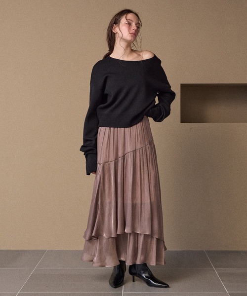 MIELI INVARIANT（ミエリインヴァリアント）の「2way Tuck Glitter Knit Tops（ニット/セーター・レディース・ブラック・FREE）」の7枚目の写真