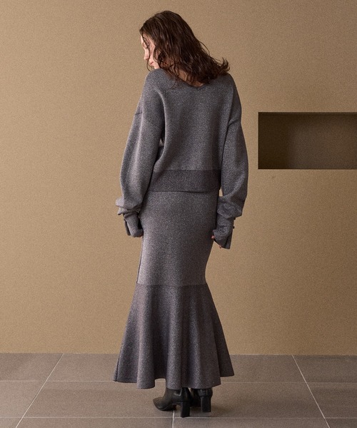 MIELI INVARIANT（ミエリインヴァリアント）の「2way Tuck Glitter Knit Tops（ニット/セーター・レディース・ブラック・FREE）」の12枚目の写真