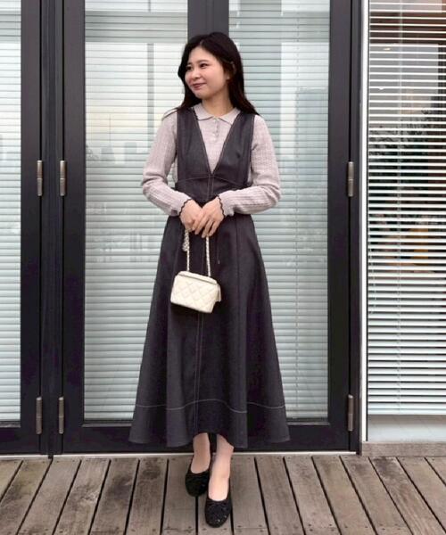 couture brooch（クチュールブローチ）の「【洗える】デニムライク細リボンジャンスカ（ワンピース・レディース・ブラック/ネイビー・36/42/40/38）」の9枚目の写真