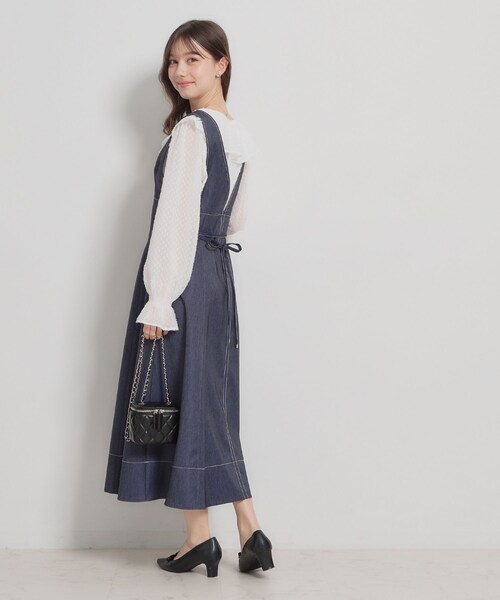 couture brooch（クチュールブローチ）の「【洗える】デニムライク細リボンジャンスカ（ワンピース・レディース・ブラック/ネイビー・36/42/40/38）」の15枚目の写真