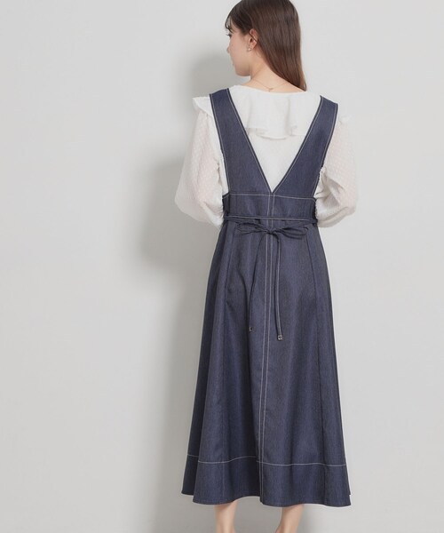 couture brooch（クチュールブローチ）の「【洗える】デニムライク細リボンジャンスカ（ワンピース・レディース・ブラック/ネイビー・36/42/40/38）」の19枚目の写真