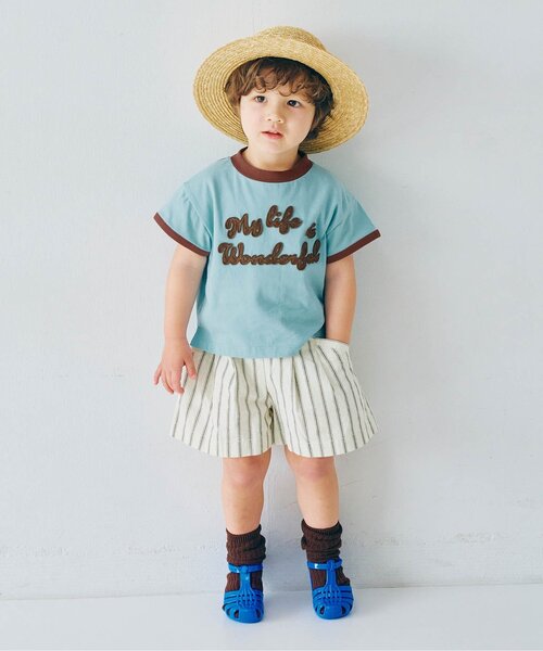 p.premier(ピードットプルミエ)の「フェルトロゴリンガーT(Tシャツ/カットソー・キッズ・ブルー/アイボリー/ブラウン/レッド・80/90/100/110/120/130/140)」の17枚目の写真