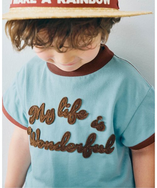 p.premier(ピードットプルミエ)の「フェルトロゴリンガーT(Tシャツ/カットソー・キッズ・ブルー/アイボリー/ブラウン/レッド・80/90/100/110/120/130/140)」の18枚目の写真