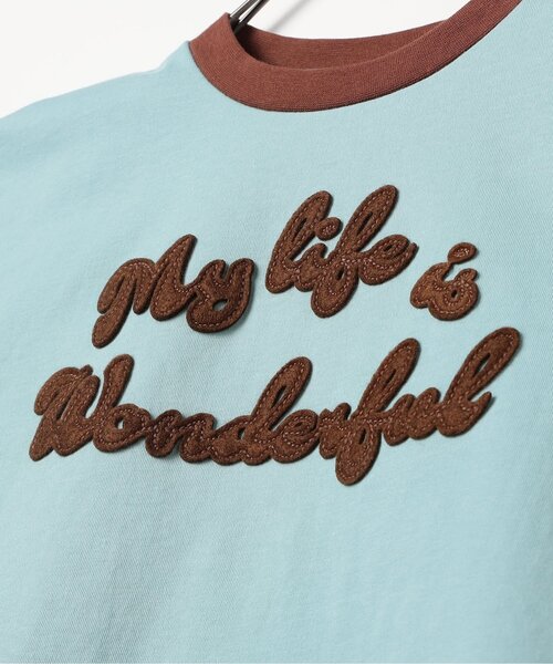 p.premier(ピードットプルミエ)の「フェルトロゴリンガーT(Tシャツ/カットソー・キッズ・ブルー/アイボリー/ブラウン/レッド・80/90/100/110/120/130/140)」の5枚目の写真