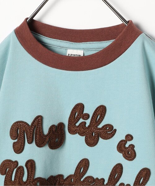 p.premier(ピードットプルミエ)の「フェルトロゴリンガーT(Tシャツ/カットソー・キッズ・ブルー/アイボリー/ブラウン/レッド・80/90/100/110/120/130/140)」の16枚目の写真