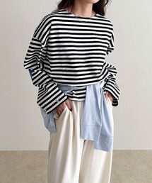 fredy emue | ボーダーハートパッチプルオーバー(Tシャツ/カットソー)