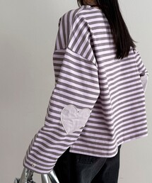 fredy emue | ボーダーハートパッチプルオーバー(Tシャツ/カットソー)