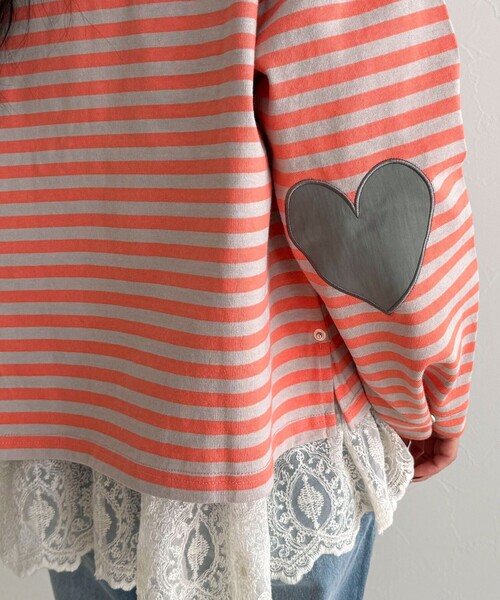 fredy emue（フレディエミュ）の「ボーダーハートパッチプルオーバー（Tシャツ/カットソー・レディース・ブルー系その他/オレンジ系その他/ホワイト系その他/パープル系その他・38）」の4枚目の写真