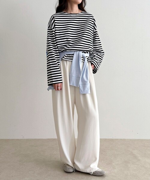 fredy emue（フレディエミュ）の「ボーダーハートパッチプルオーバー（Tシャツ/カットソー・レディース・ブルー系その他/オレンジ系その他/ホワイト系その他/パープル系その他・38）」の10枚目の写真