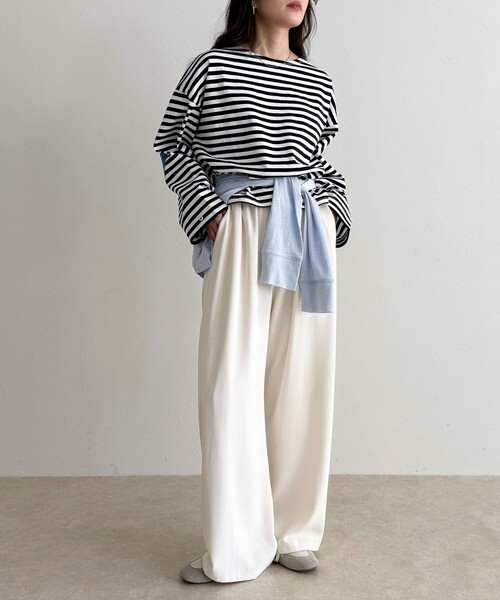 fredy emue（フレディエミュ）の「ボーダーハートパッチプルオーバー（Tシャツ/カットソー・レディース・ブルー系その他/オレンジ系その他/ホワイト系その他/パープル系その他・38）」の13枚目の写真