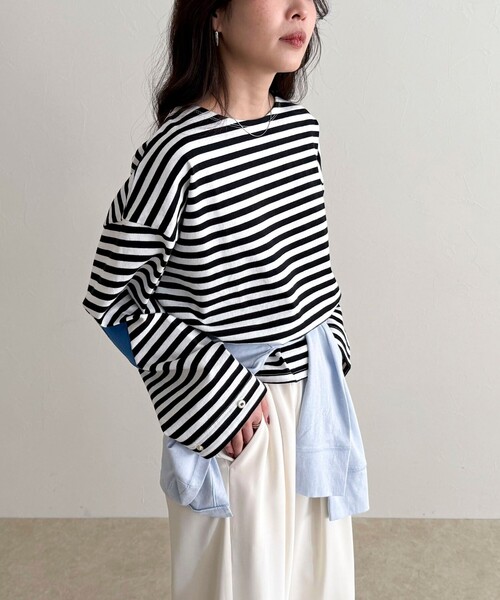 fredy emue（フレディエミュ）の「ボーダーハートパッチプルオーバー（Tシャツ/カットソー・レディース・ブルー系その他/オレンジ系その他/ホワイト系その他/パープル系その他・38）」の14枚目の写真