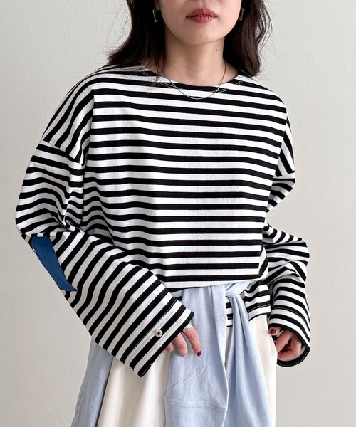 fredy emue（フレディエミュ）の「ボーダーハートパッチプルオーバー（Tシャツ/カットソー・レディース・ブルー系その他/オレンジ系その他/ホワイト系その他/パープル系その他・38）」の15枚目の写真