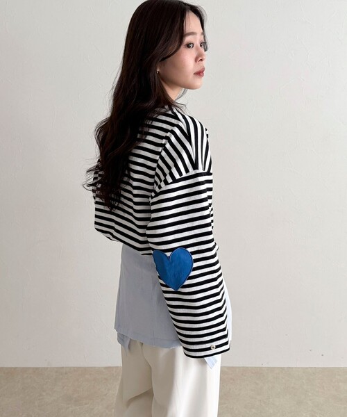 fredy emue（フレディエミュ）の「ボーダーハートパッチプルオーバー（Tシャツ/カットソー・レディース・ブルー系その他/オレンジ系その他/ホワイト系その他/パープル系その他・38）」の16枚目の写真