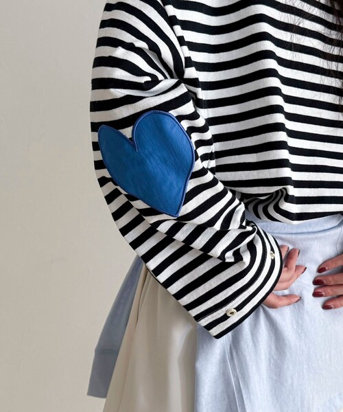 fredy emue（フレディエミュ）の「ボーダーハートパッチプルオーバー（Tシャツ/カットソー・レディース・ブルー系その他/オレンジ系その他/ホワイト系その他/パープル系その他・38）」の17枚目の写真