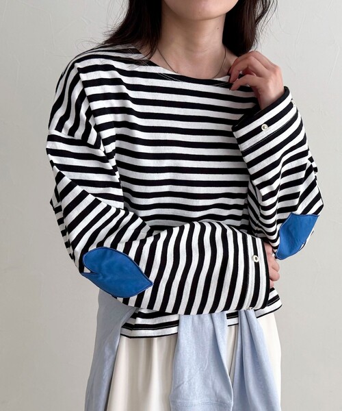 fredy emue（フレディエミュ）の「ボーダーハートパッチプルオーバー（Tシャツ/カットソー・レディース・ブルー系その他/オレンジ系その他/ホワイト系その他/パープル系その他・38）」の18枚目の写真