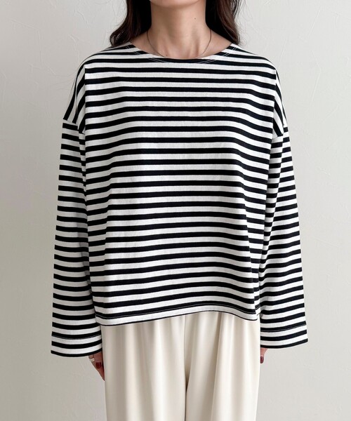 fredy emue（フレディエミュ）の「ボーダーハートパッチプルオーバー（Tシャツ/カットソー・レディース・ブルー系その他/オレンジ系その他/ホワイト系その他/パープル系その他・38）」の19枚目の写真