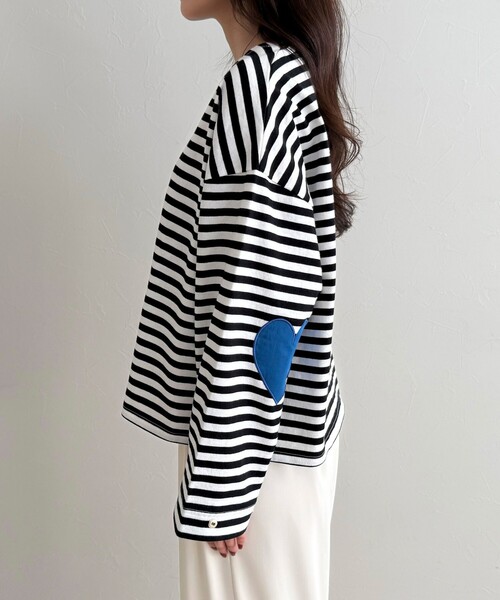 fredy emue（フレディエミュ）の「ボーダーハートパッチプルオーバー（Tシャツ/カットソー・レディース・ブルー系その他/オレンジ系その他/ホワイト系その他/パープル系その他・38）」の20枚目の写真