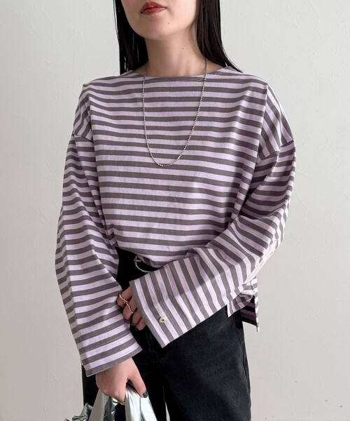 fredy emue（フレディエミュ）の「ボーダーハートパッチプルオーバー（Tシャツ/カットソー・レディース・ブルー系その他/オレンジ系その他/ホワイト系その他/パープル系その他・38）」の5枚目の写真