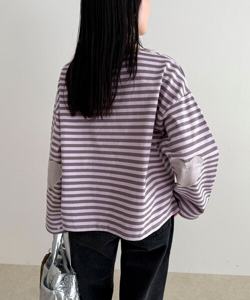 fredy emue（フレディエミュ）の「ボーダーハートパッチプルオーバー（Tシャツ/カットソー・レディース・ブルー系その他/オレンジ系その他/ホワイト系その他/パープル系その他・38）」の6枚目の写真