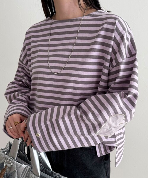 fredy emue（フレディエミュ）の「ボーダーハートパッチプルオーバー（Tシャツ/カットソー・レディース・ブルー系その他/オレンジ系その他/ホワイト系その他/パープル系その他・38）」の7枚目の写真