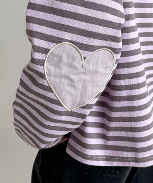 fredy emue（フレディエミュ）の「ボーダーハートパッチプルオーバー（Tシャツ/カットソー・レディース・ブルー系その他/オレンジ系その他/ホワイト系その他/パープル系その他・38）」の9枚目の写真