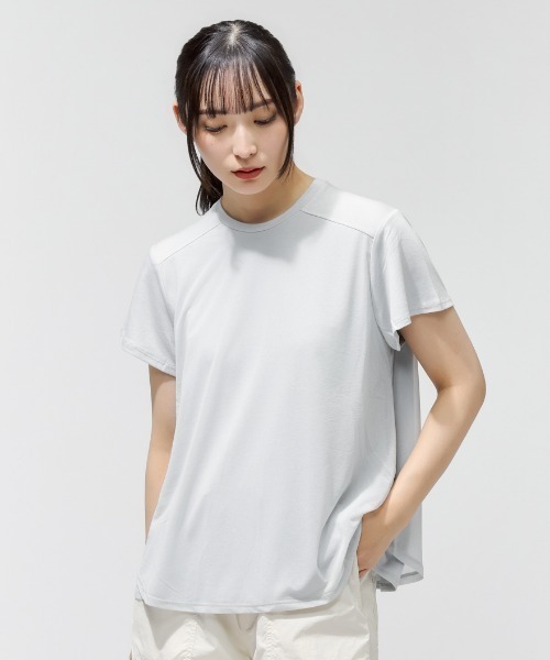 TIGORA（ティゴラ）の「ティゴラ TIGORA シアーTシャツ（Tシャツ/カットソー・レディース・ライトグレー/ネイビー・S/M/L/XL）」の2枚目の写真