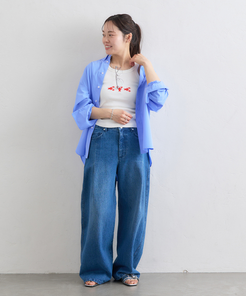 U by SPICK&SPAN（ユーバイスピックアンドスパン）の「CAMIRABLE ビッグシャツ（シャツ/ブラウス・レディース・ネイビー/サックスブルー・FREE）」の22枚目の写真