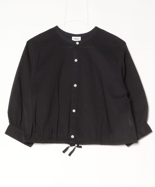 LE GLAZIK（ルグラジック）の「LE GLAZIK/ル グラジック　カラーレスシャツ　COLLARLESS SHIRT　LG-B0384 LOC（シャツ/ブラウス・レディース・サックスブルー/ブラック・36）」の2枚目の写真