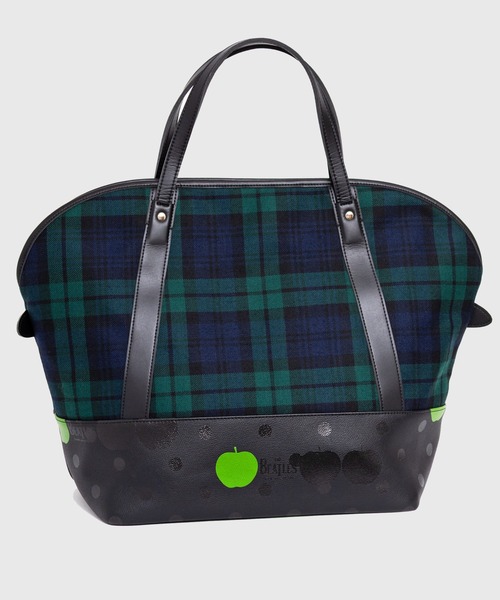 THE BEATLES COMME des GARCONS(ザ ビートルズ コムデギャルソン)の「THE BEATLES CdG TOTE BAG APPLE PRINTED / TARTAN CHECK FABRIC BIG(トートバッグ・メンズ・ネイビー/レッド・ONE SIZE)」の4枚目の写真