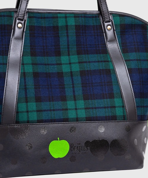 THE BEATLES COMME des GARCONS(ザ ビートルズ コムデギャルソン)の「THE BEATLES CdG TOTE BAG APPLE PRINTED / TARTAN CHECK FABRIC BIG(トートバッグ・メンズ・ネイビー/レッド・ONE SIZE)」の5枚目の写真
