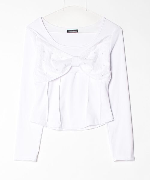 FUNdaysion(ファンデイション)の「パールリボントップス(Tシャツ/カットソー・レディース・ホワイト/アイボリー・M)」の17枚目の写真