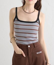 パット付きマルチボーダーキャミソール