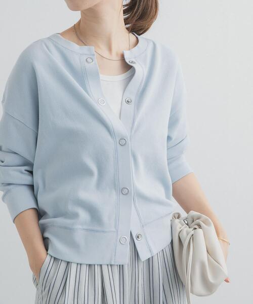 URBAN RESEARCH DOORS（アーバンリサーチドアーズ）の「ライトタックフライスカーディガン（カーディガン/ボレロ・レディース・ナチュラル/チャコールグレー/ライトブルー・FREE）」の7枚目の写真