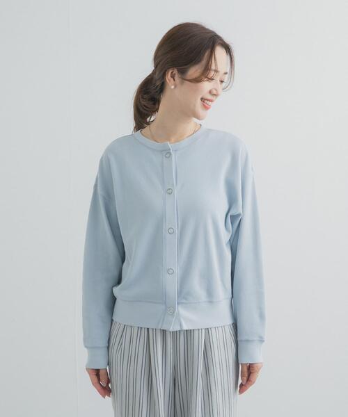 URBAN RESEARCH DOORS（アーバンリサーチドアーズ）の「ライトタックフライスカーディガン（カーディガン/ボレロ・レディース・ナチュラル/チャコールグレー/ライトブルー・FREE）」の9枚目の写真